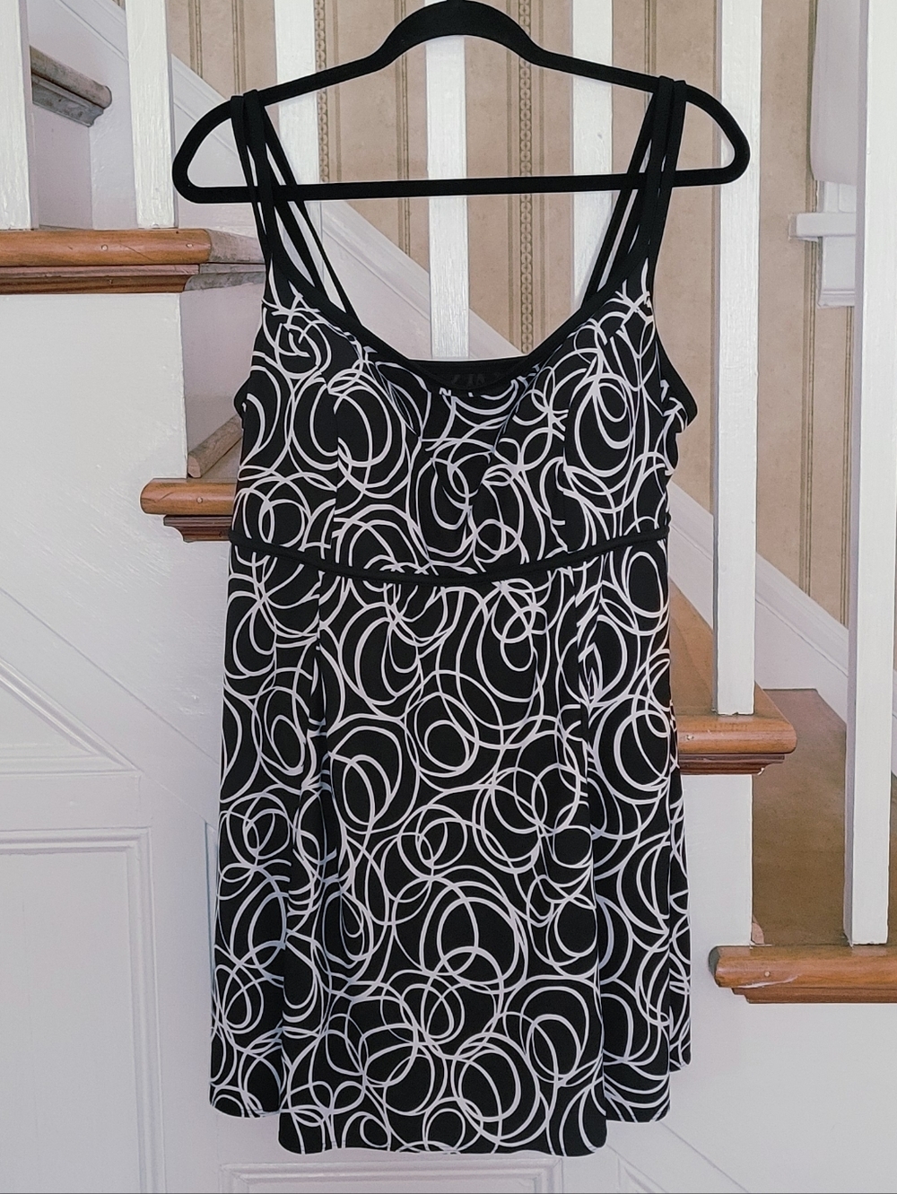 ROBBY LEN Long Torso Black White Swim Dress Size 22W